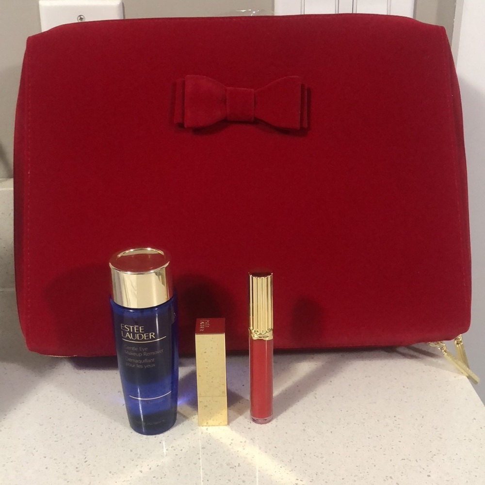Estée Lauder Lipstick Lipgloss Eye Makeup Remover + Zip Up Bag